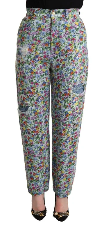 Dolce & Gabbana Floral High Waisted Tape  Women's Jeans