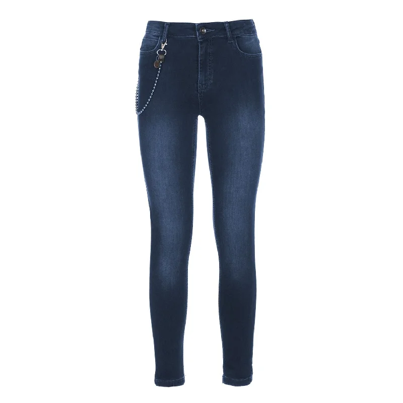 Imperfect Chic ly Washed  Slim-Fit Jeans with Chain Women's Detail