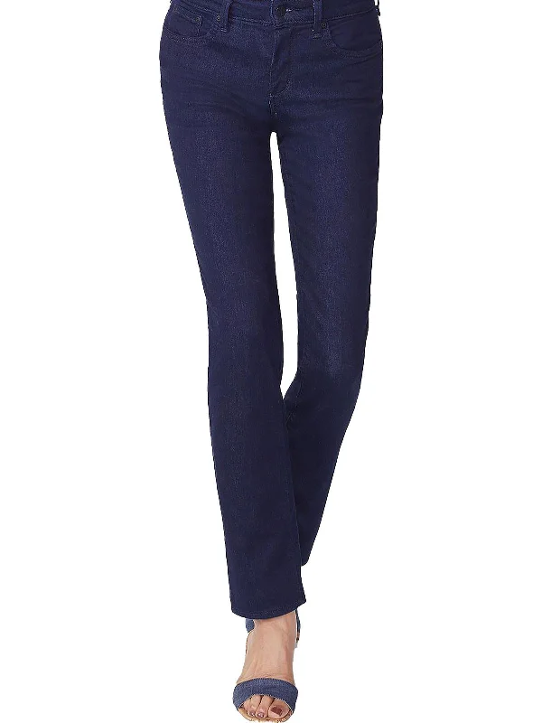 Petites Sheri Womens Mid-Rise Tummy Control Slim Jeans