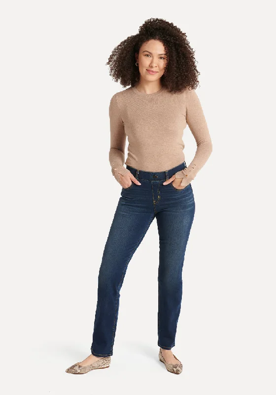 Straight-Leg | 4-Pocket Betabrand Yoga Denim (Dark Vintage Wash)