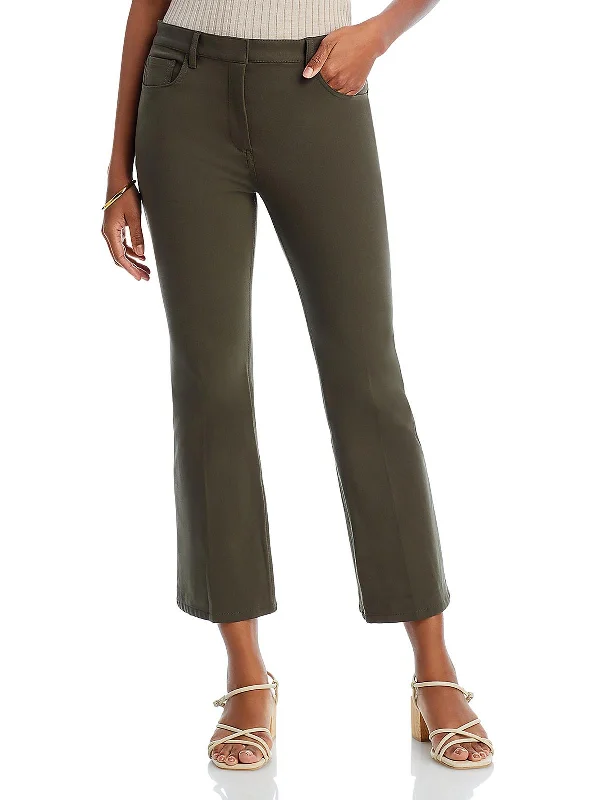 Womens High Rise Solid Wide Leg Pants