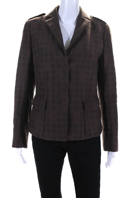 Akris Punto Womens Cotton Polka Dot Button-Up Blazer Jacket Brown