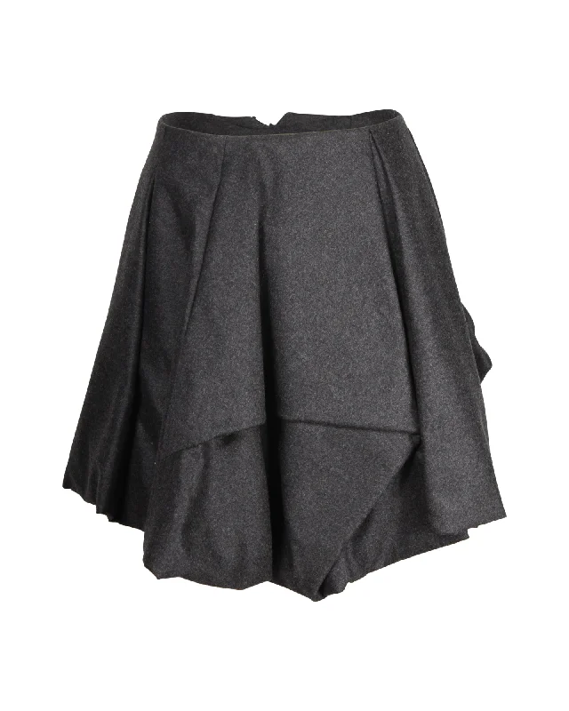 Alexander McQueen Draped Mini Skirt in Gray Wool