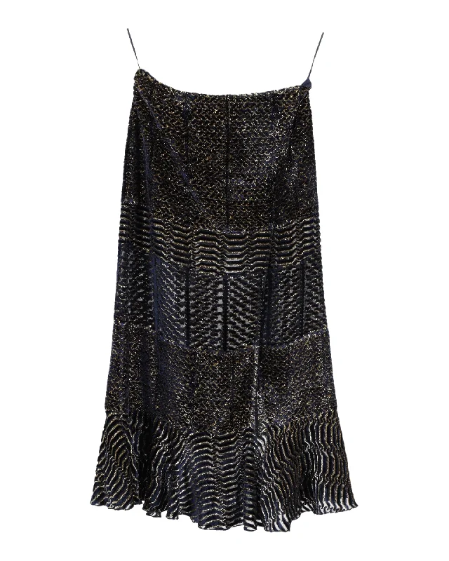 Altuzarra Printed Midi Skirt in Metallic Viscose