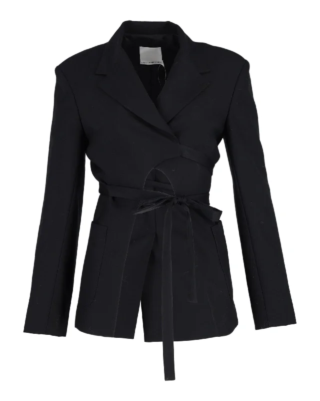 Christopher Esber Tie-Waist Blazer in Black Polyester