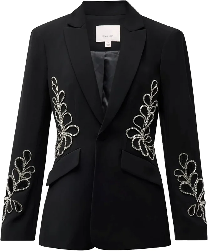 Cinq a Sept Women's Rhinestone Paisley Cheyenne Blazer, Black