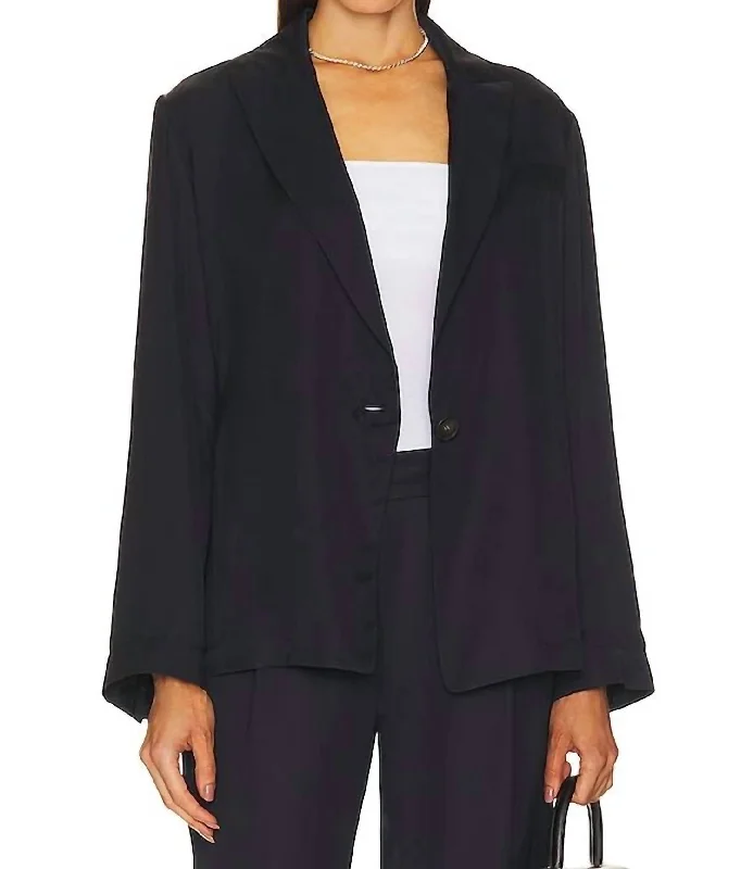 Drapey Silk Blend Blazer In Coastal