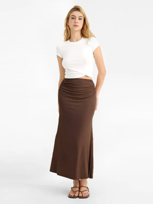 Ruched Side Mermaid Maxi Skirt