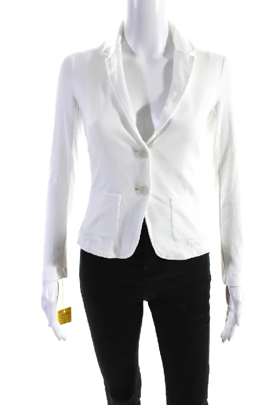 Fabiana Filippi Womens Ribbed Knit Two Button Blazer Jacket White