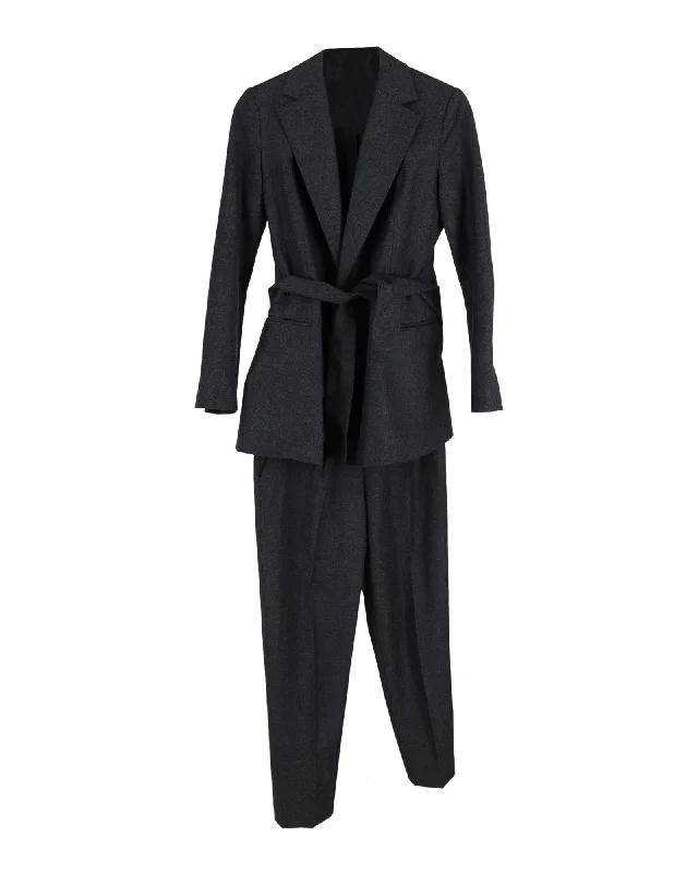 Theory Blazer and Trouser Set in Charcoal Wool