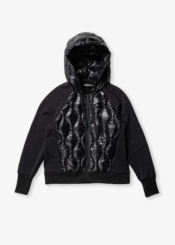 W DOWN ZIP HOODIE - Black