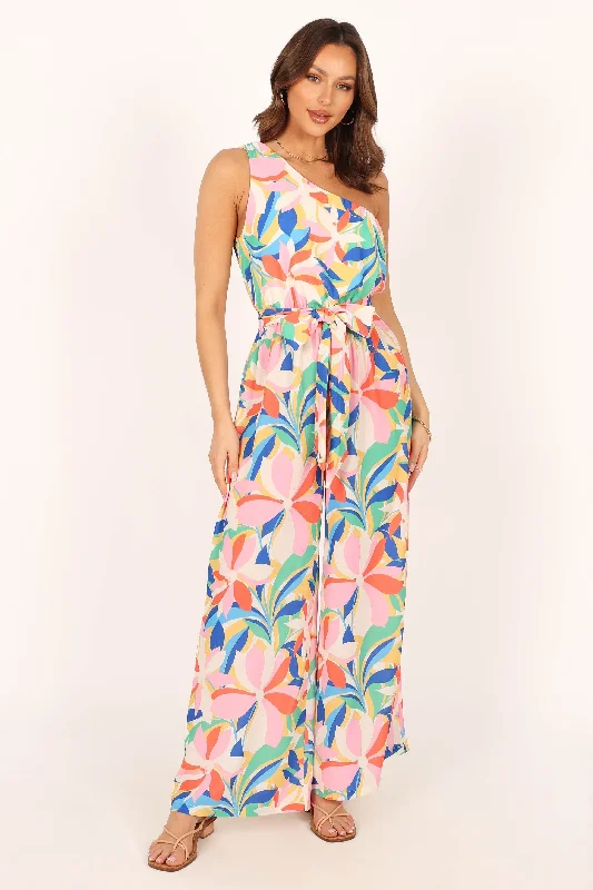 Belinda One Shoulder Jumpsuit - Floral