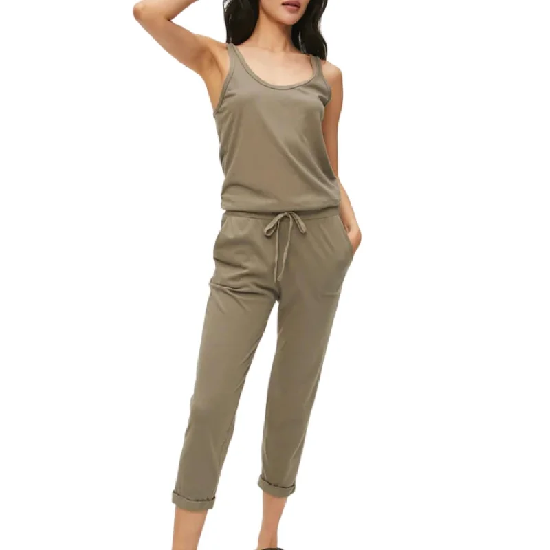 Theo Tank Jumpsuit In Olive