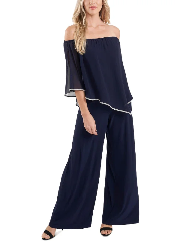 Womens Off the Shoulder Polyester Jumpsuit