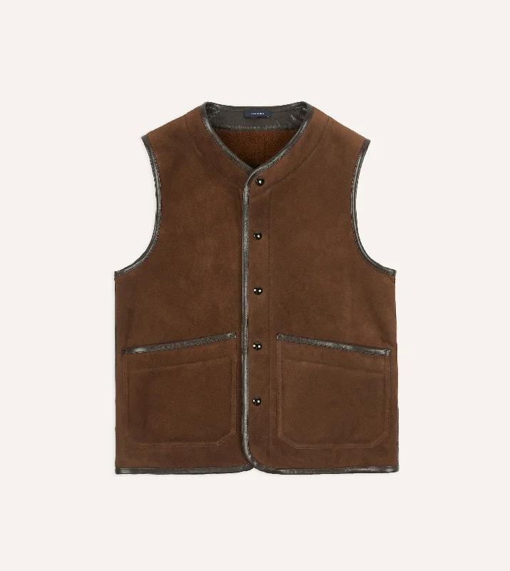 Brown Suede Shearling Vest