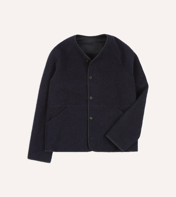 Navy Casentino Wool Cardigan