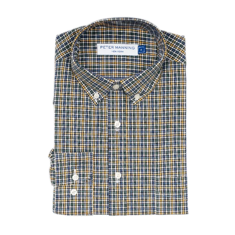 Everyday Stretch Oxford Standard Fit -  Blue Green Yellow Check