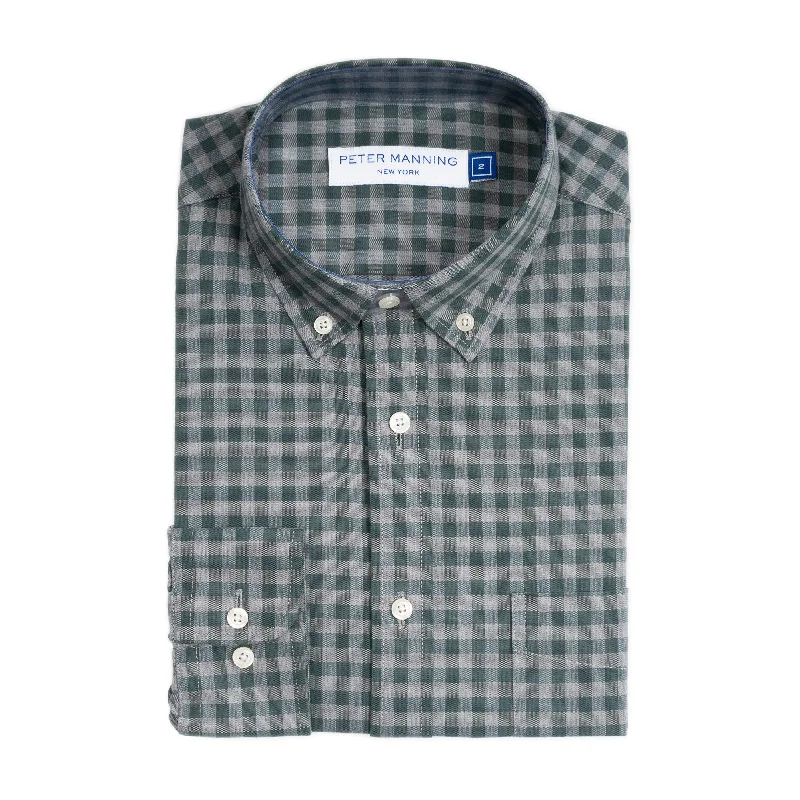 Everyday Stretch Oxford Standard Fit -  Olive Grey Gingham