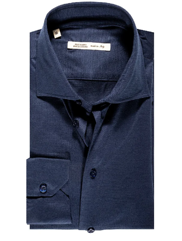 Jersey Spread Collar Shirt Navy