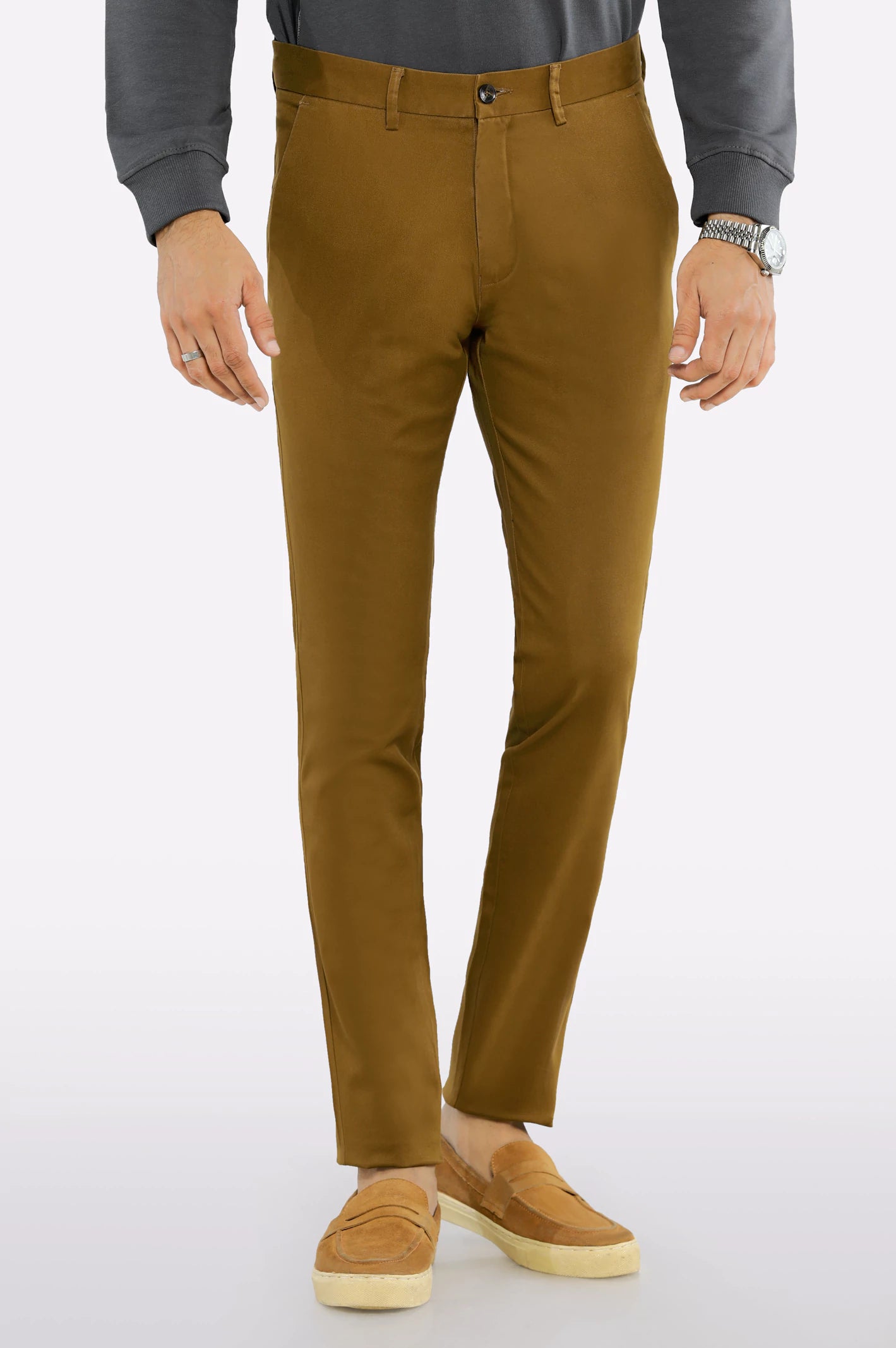 Camel Slim Fit Cotton Chino