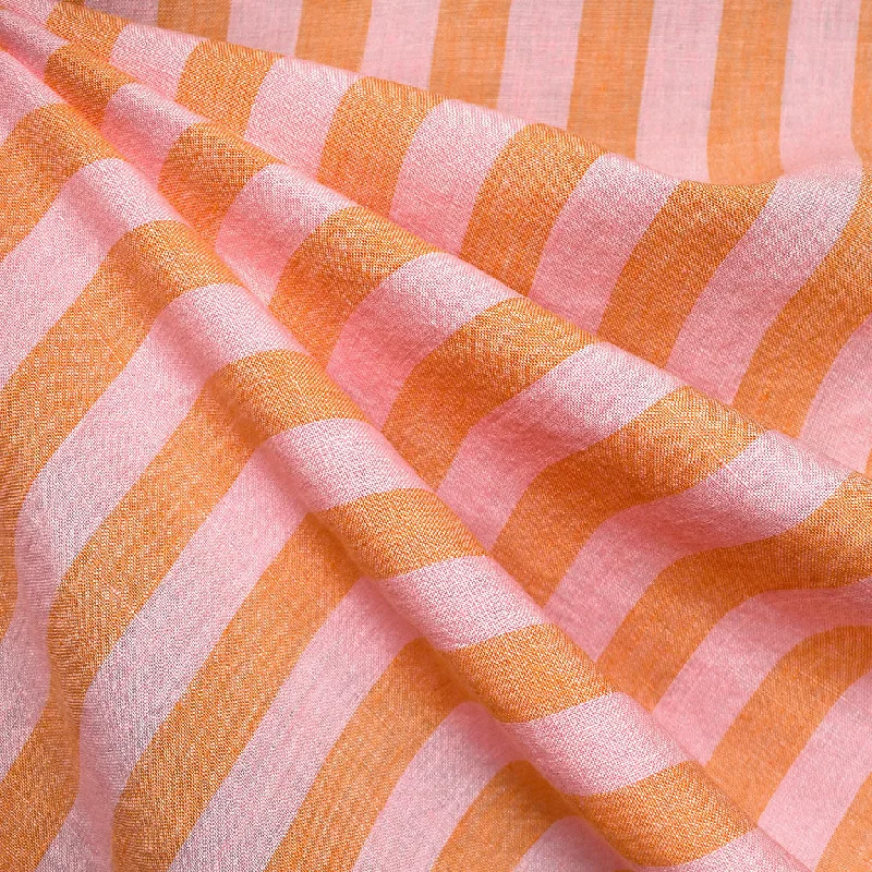 Sporty Elegance Merchant & Mills Mallow Stripe Soft Washed Linen Pink/Orange