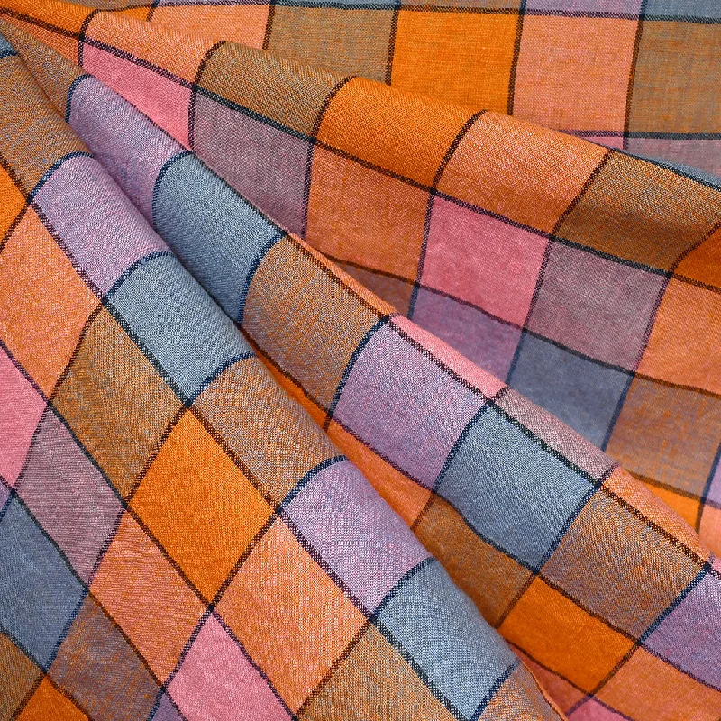 Cozy Layers Merchant & Mills Mini Wham Check Soft Washed Linen Orange/Pink