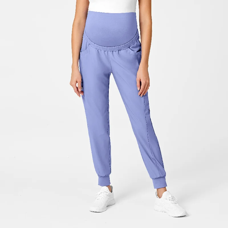 Urban Sporty W123 Maternity Jogger Scrub Pant - Ceil Blue