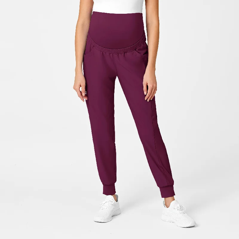 Tailored Utility W123 Maternity Jogger Scrub Pant - Wine